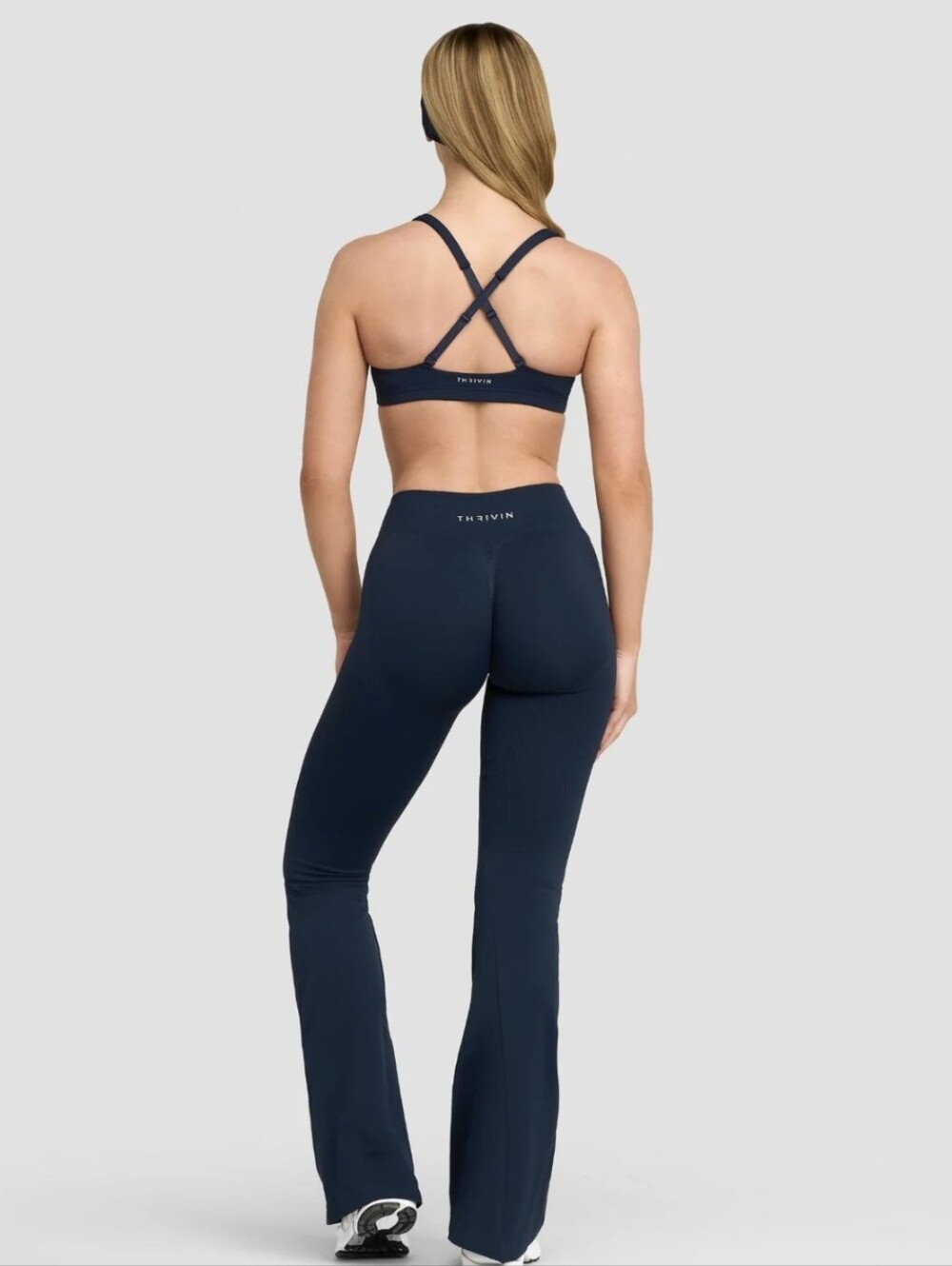 Thrivin Elevate Sculpting V-Waist Flare Leggings Navy Small - Picture 2 of 12